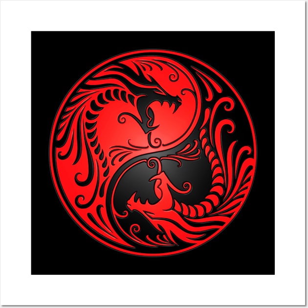 Red and Black Yin Yang Dragons Wall Art by jeffbartels